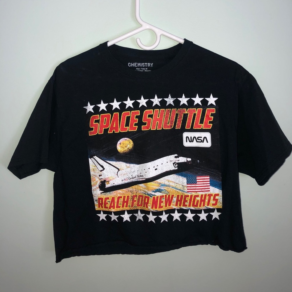 Black NASA graphic short sleeve top
